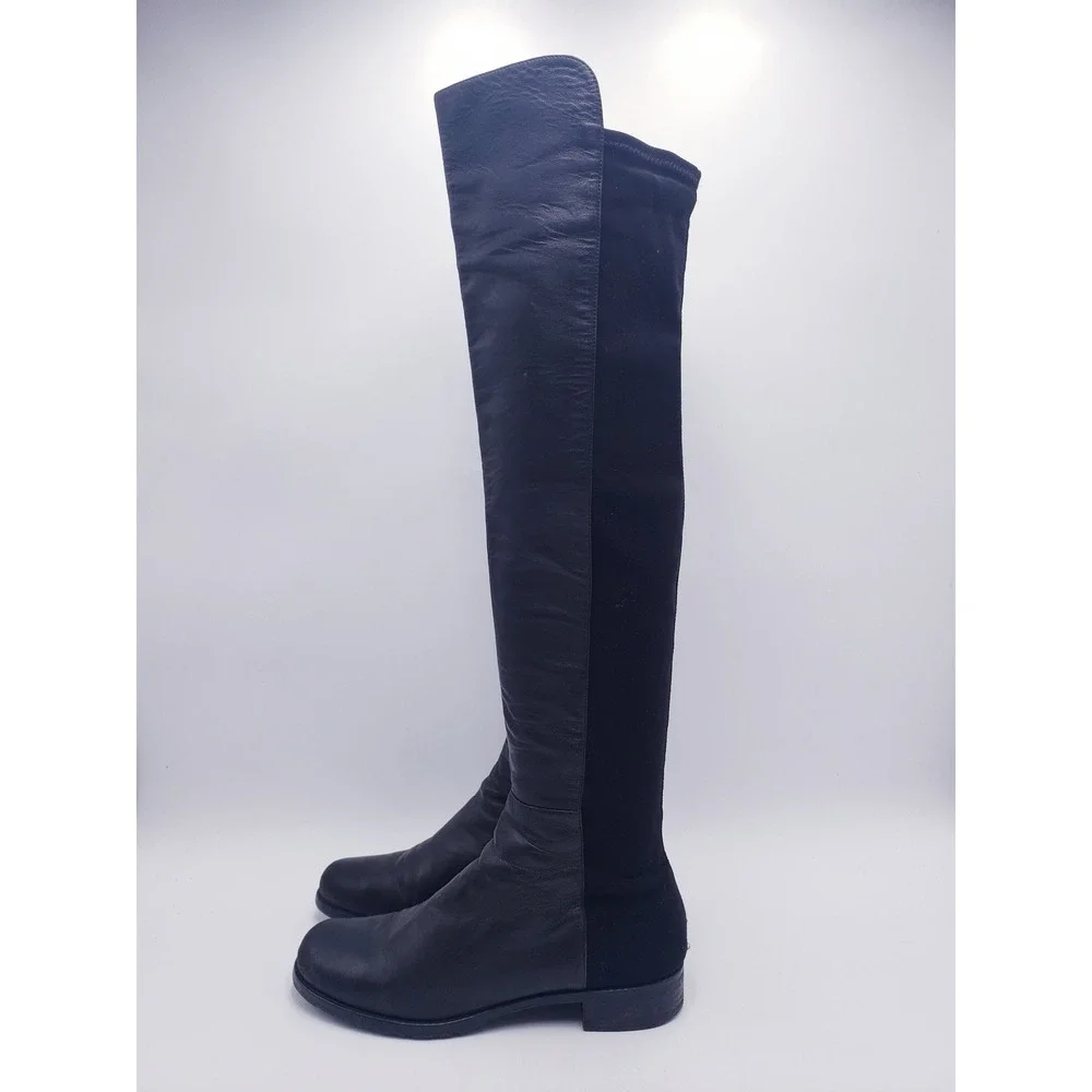 Stuart Weitzman 5050 Over the Knee Boots Black Leather Size 9.5
